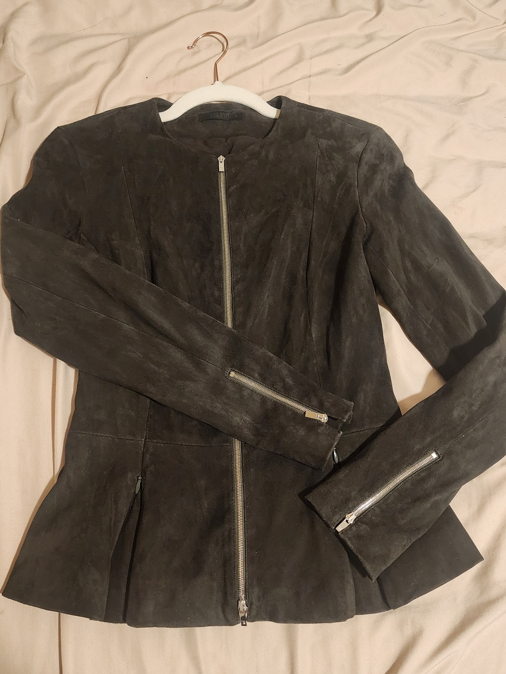 THE ROW Suede Zip-Front Women's Jacket - Dark Gray